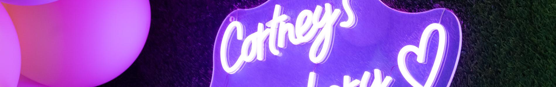 Neon sign for Cortney's Cupcakery