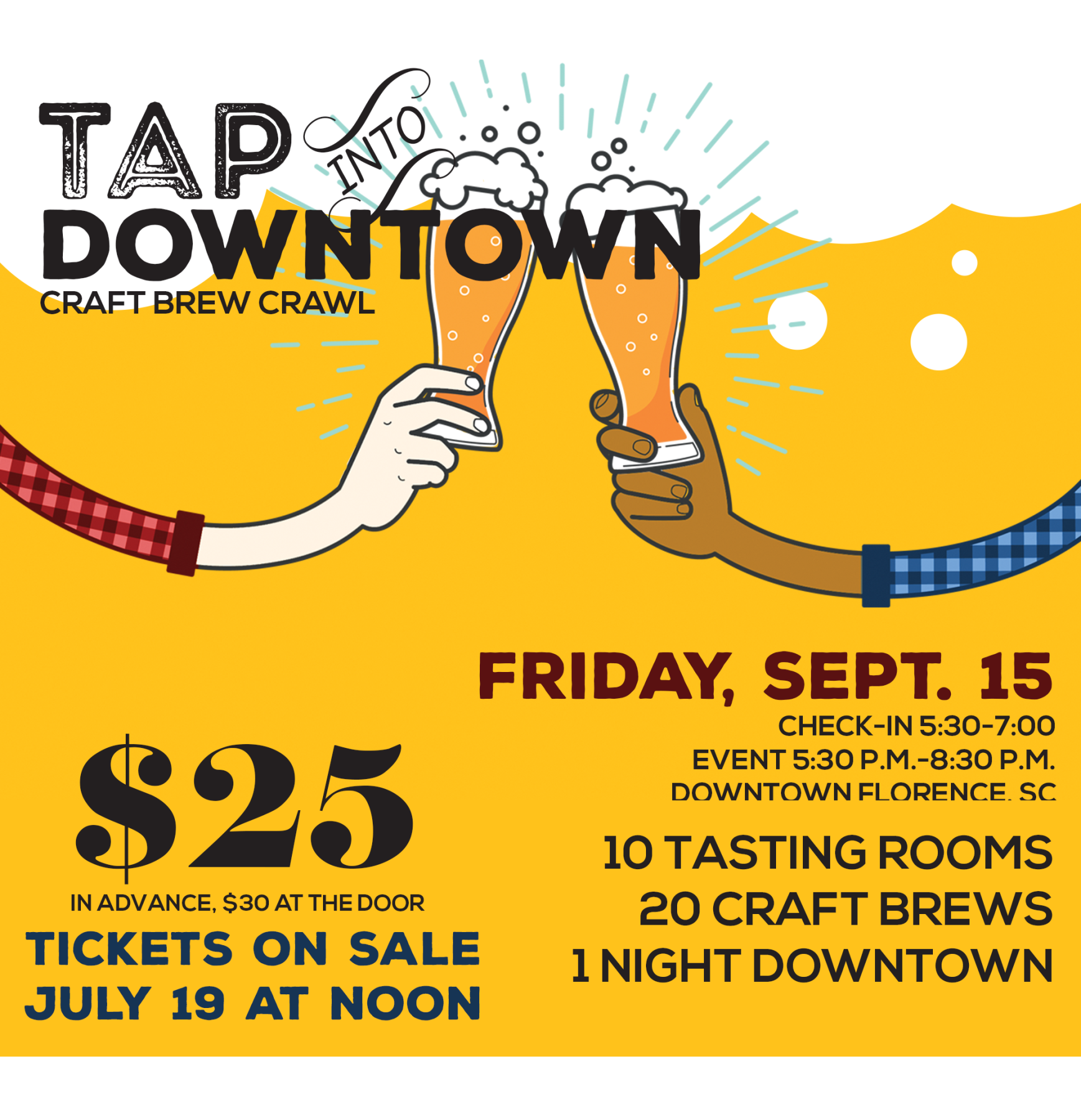 flyer for tap into downtown